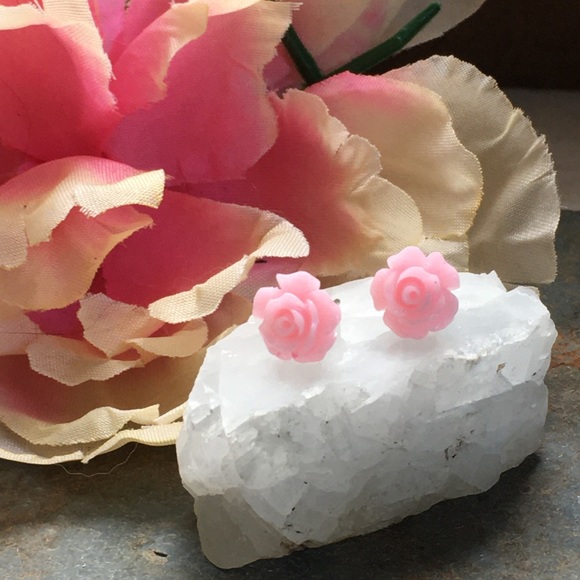 🎈Sale 🎈2 for $10 NWOT spring detailed light pink rose post earrings - Picture 1 of 5